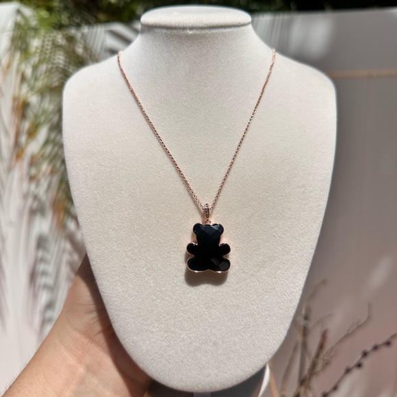 Black Crystal Bear Necklace - Picture 5 of 8
